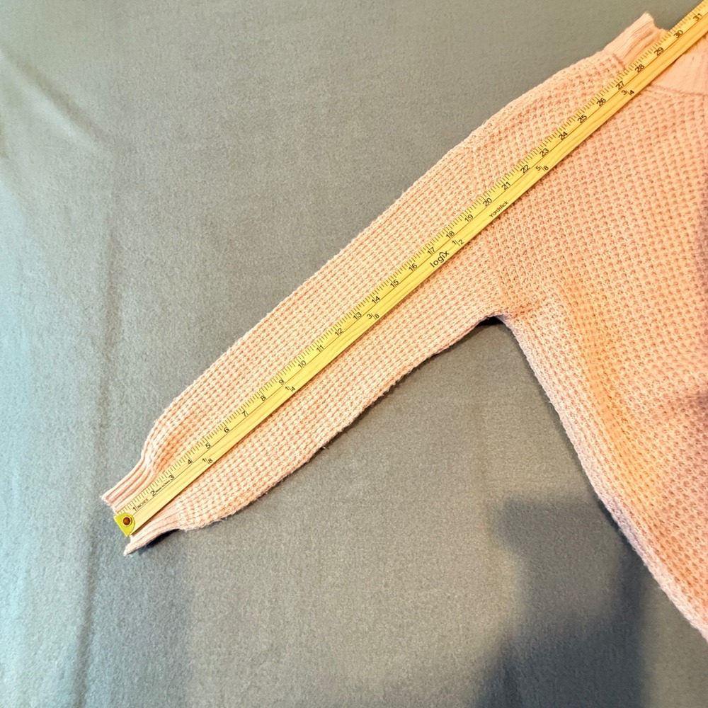 American Eagle Pink Waffle Knit Crew Neck Long Sleeve Sweater Size S - Picture 12 of 14